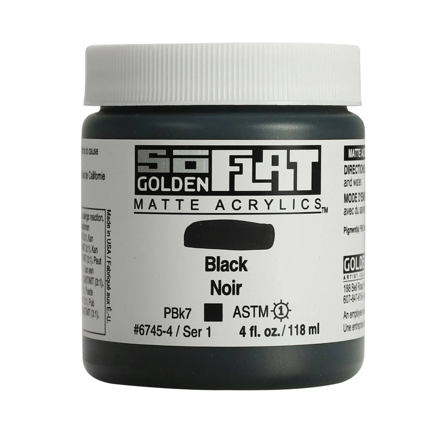 Golden SoFlat Acrylfarbe Schwarz 4 Oz. / 118 ml - Kidis Art