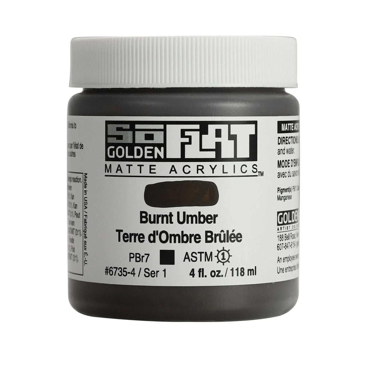 Golden SoFlat Acrylfarbe Umbra Gebrannt 118 ml - Kidis Art