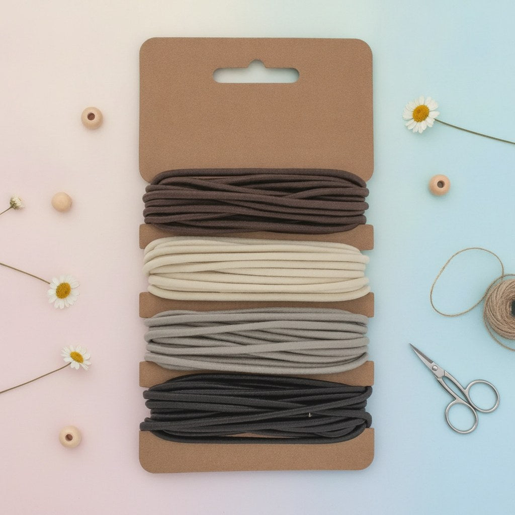 Gummibänder, 4x3m, Ø 2mm, beige/grau/braun/schwarz - Kidis Art