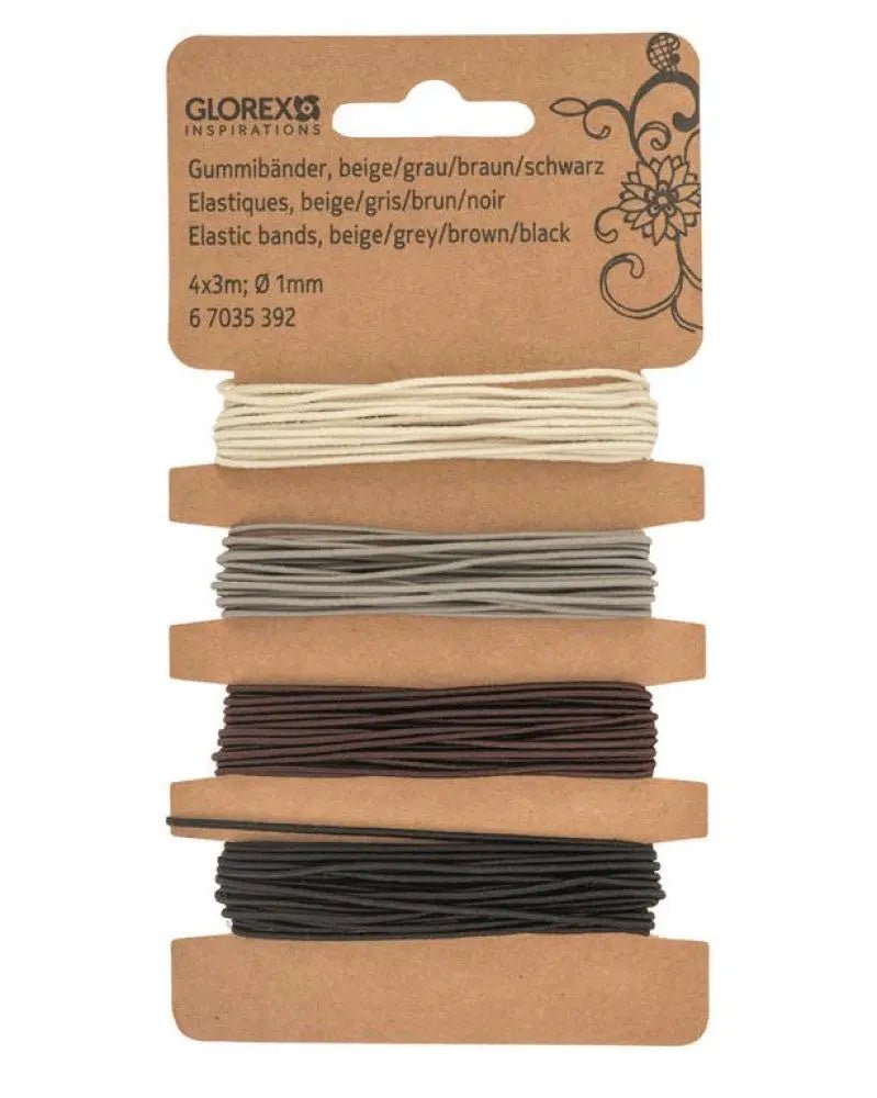 Gummibänder, 4x3m, Ø 1mm, beige/grau/braun/schwarz - Kidis Art