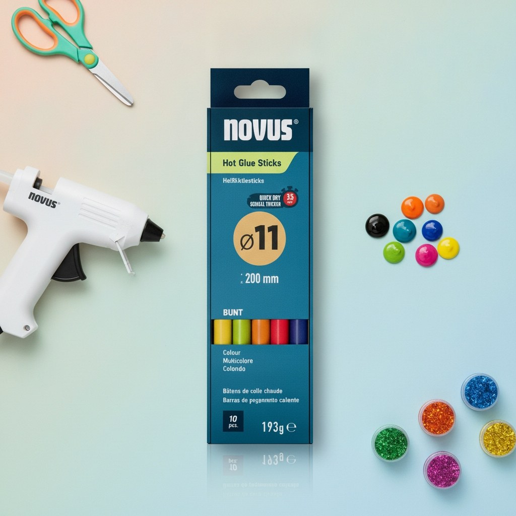 Heißklebesticks farbig sortiert 11 mm, 10 Stück per Pack - Kidis Art