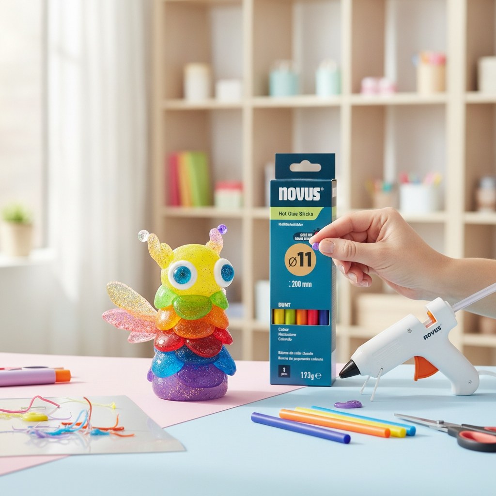 Heißklebesticks farbig sortiert 11 mm, 10 Stück per Pack - Kidis Art