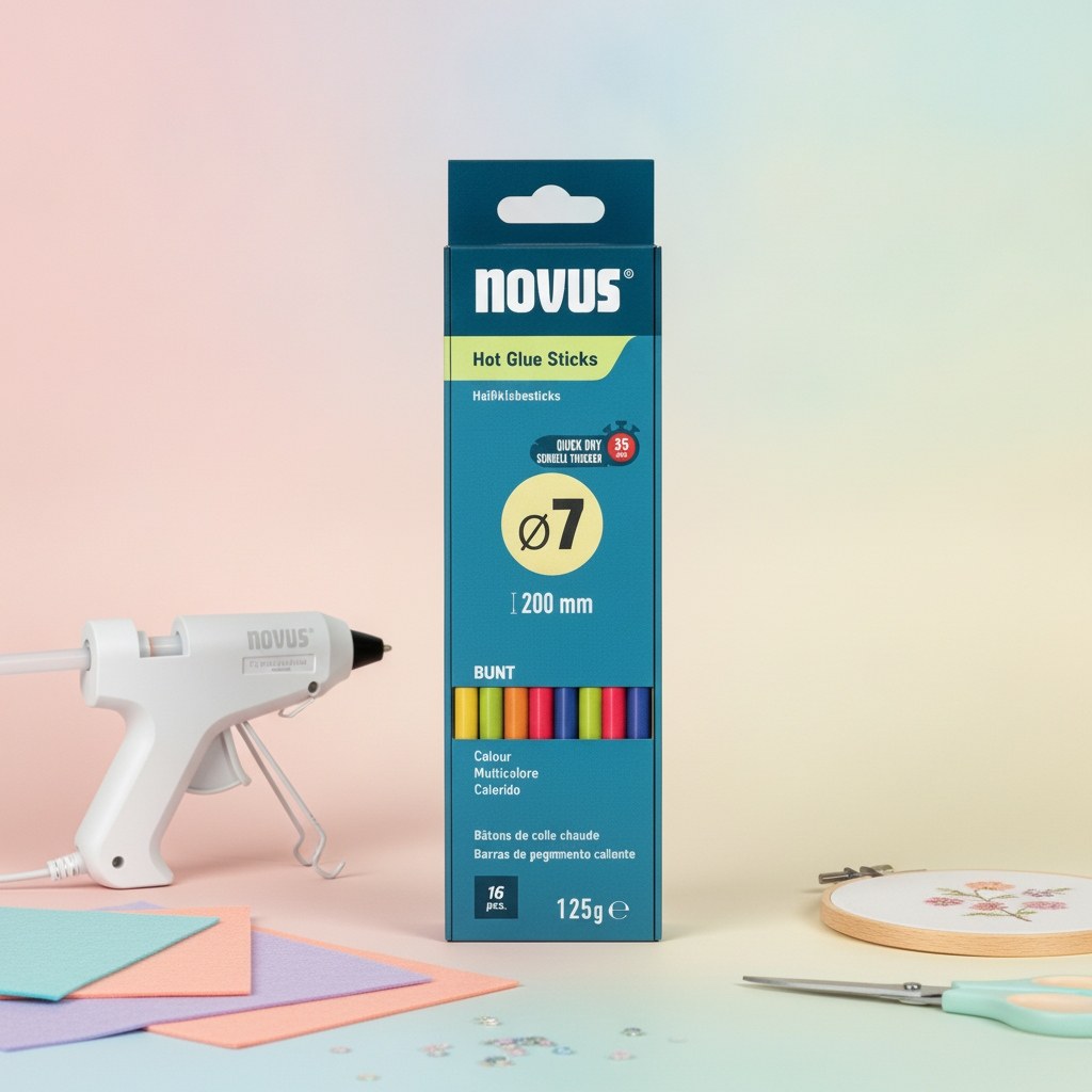 Heißklebesticks farbig sortiert 7 mm, 16 Stück per Pack - Kidis Art
