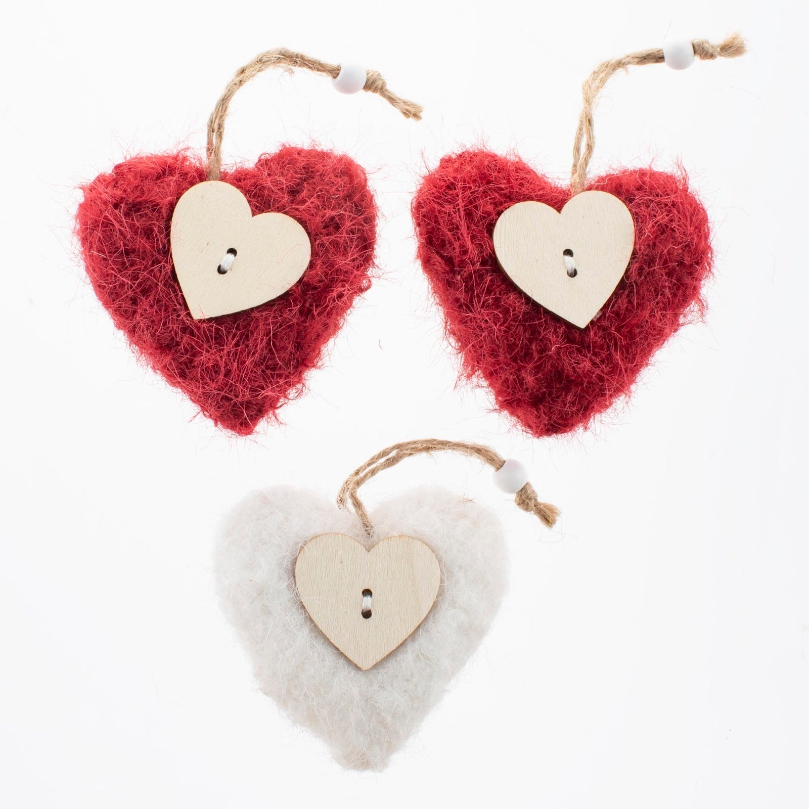 Herz-Set m. Hänger, rot, 3St. 7,5x7,5x2cm - Kidis Art