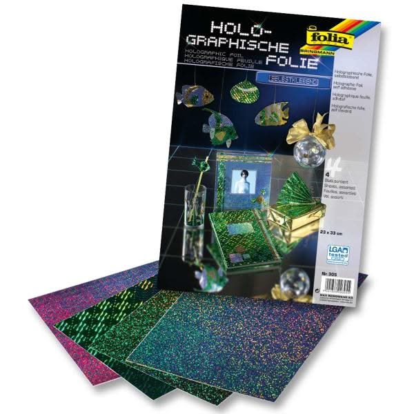 Holographische Folie, 23x33cm 4 Blatt sortiert,selbstklebend - Kidis Art