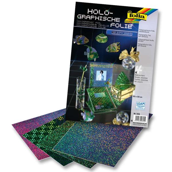 Holographische Folie, 23x33cm 4 Blatt sortiert,selbstklebend - Kidis Art