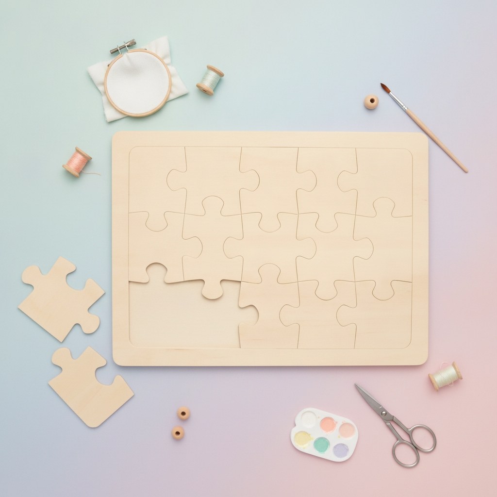 Holz-Puzzle zum Bemalen 15tlg, 270x200x5mm - Kidis Art