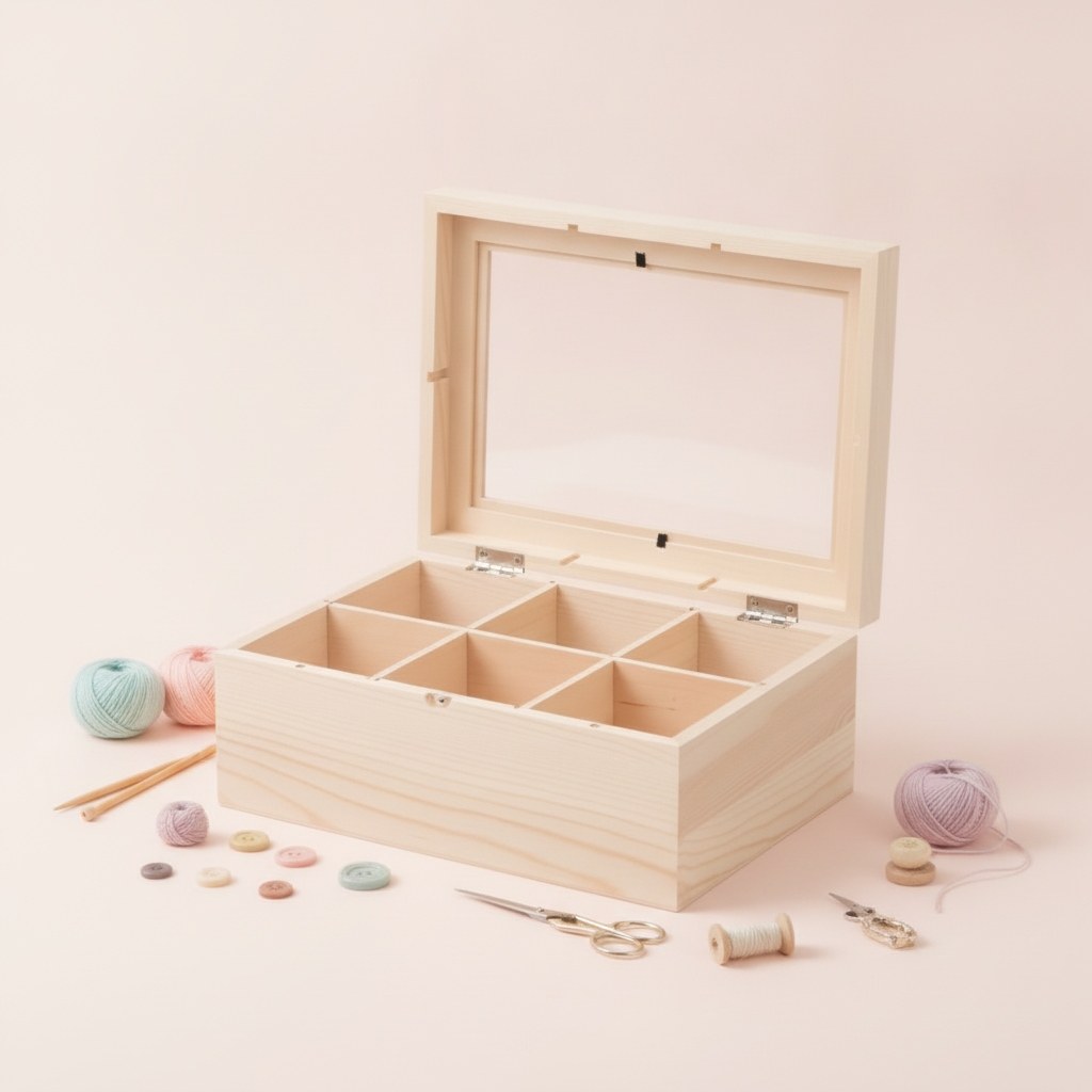 Holz-Teebox 22x16x9cm, FSC Kiefernholz - Kidis Art