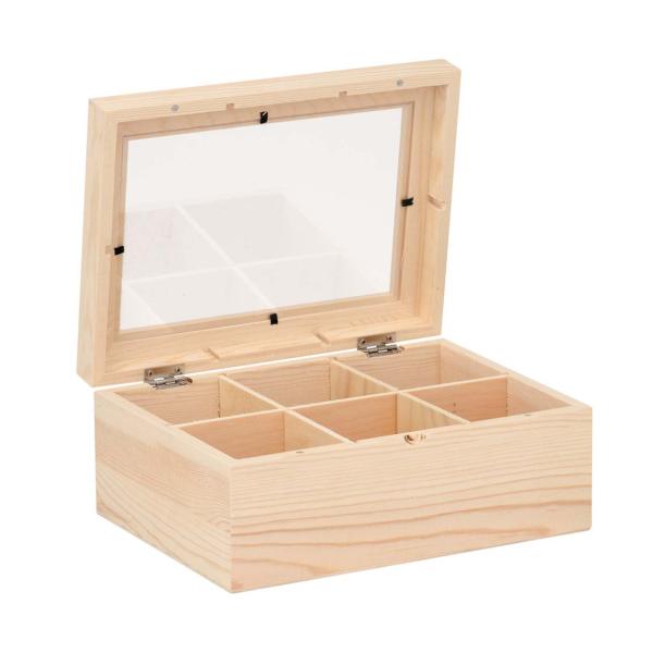 Holz - Teebox 22x16x9cm, FSC Kiefernholz - Kidis Art