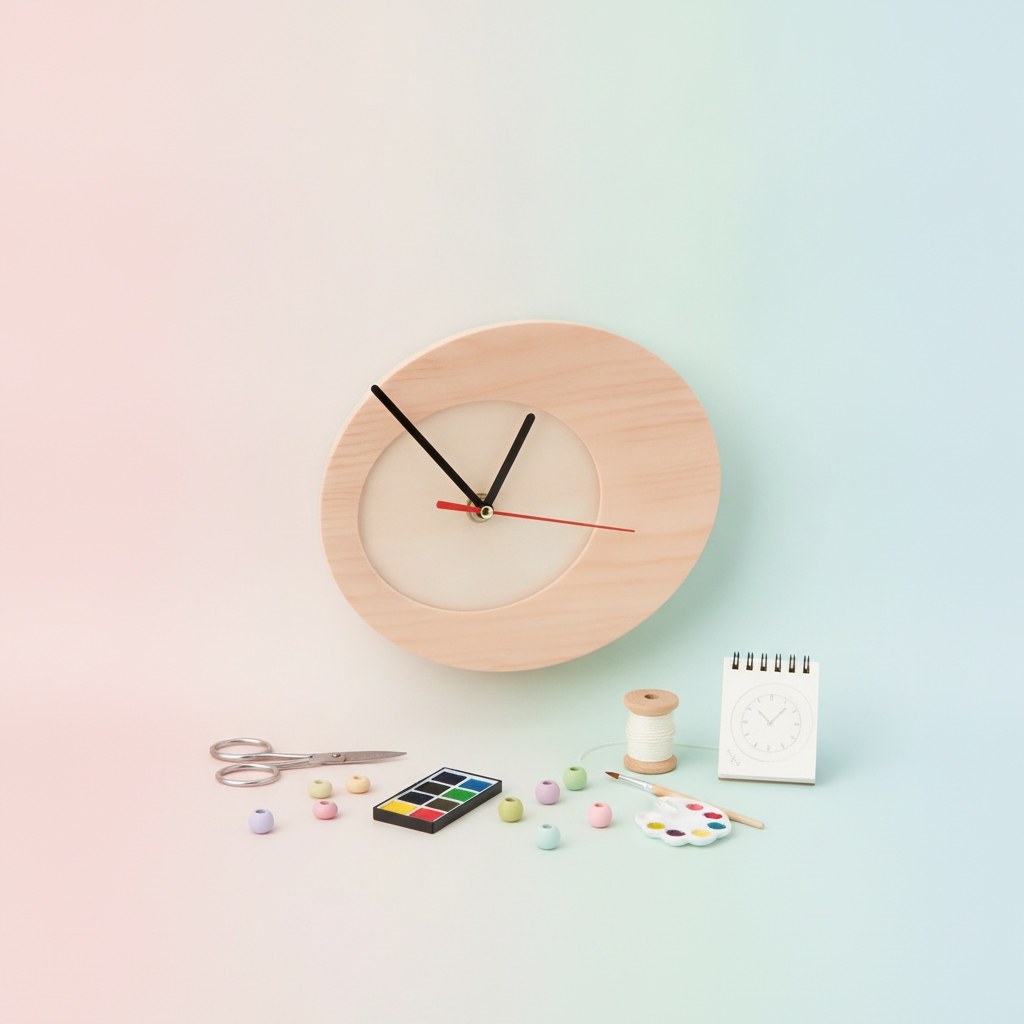 Holz-Uhr oval 17x20cm, FSC - Kidis Art