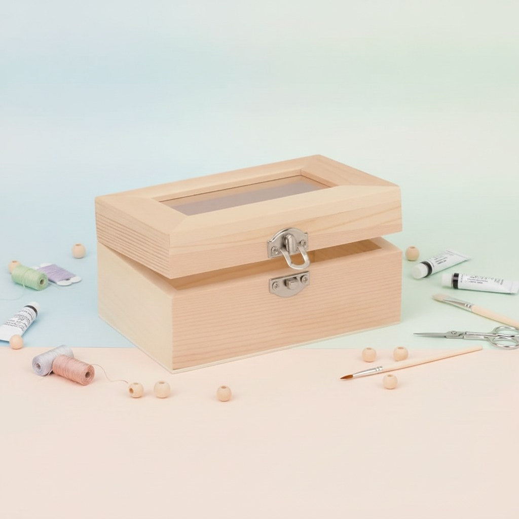 Holzbox m. Glas 12x8x6cm - Kidis Art