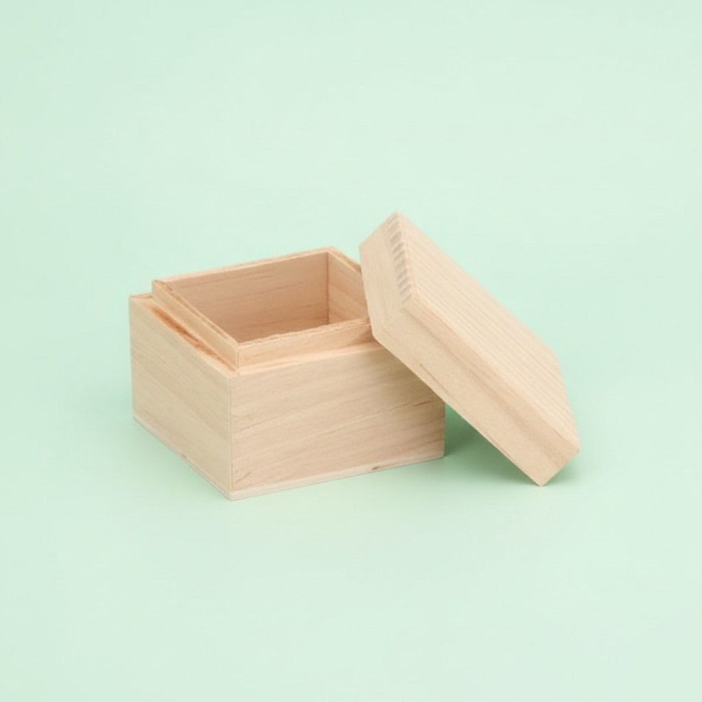 Holzbox quadrt. 6x6x5cm, FSC Kiefer NZ - Kidis Art