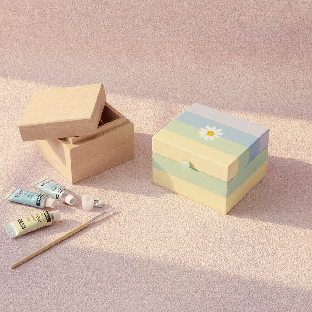 Holzbox quadrt. 6x6x5cm, FSC Kiefer NZ - Kidis Art