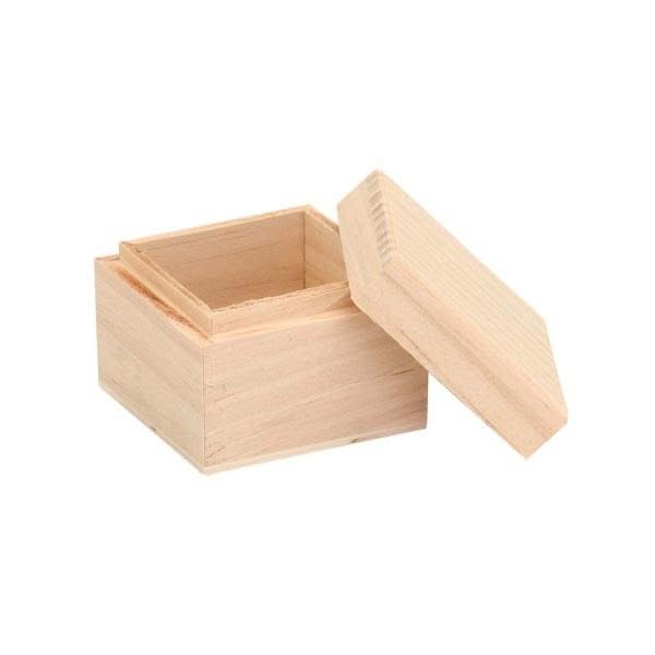 Holzbox quadrt. 6x6x5cm, FSC Kiefer NZ - Kidis Art