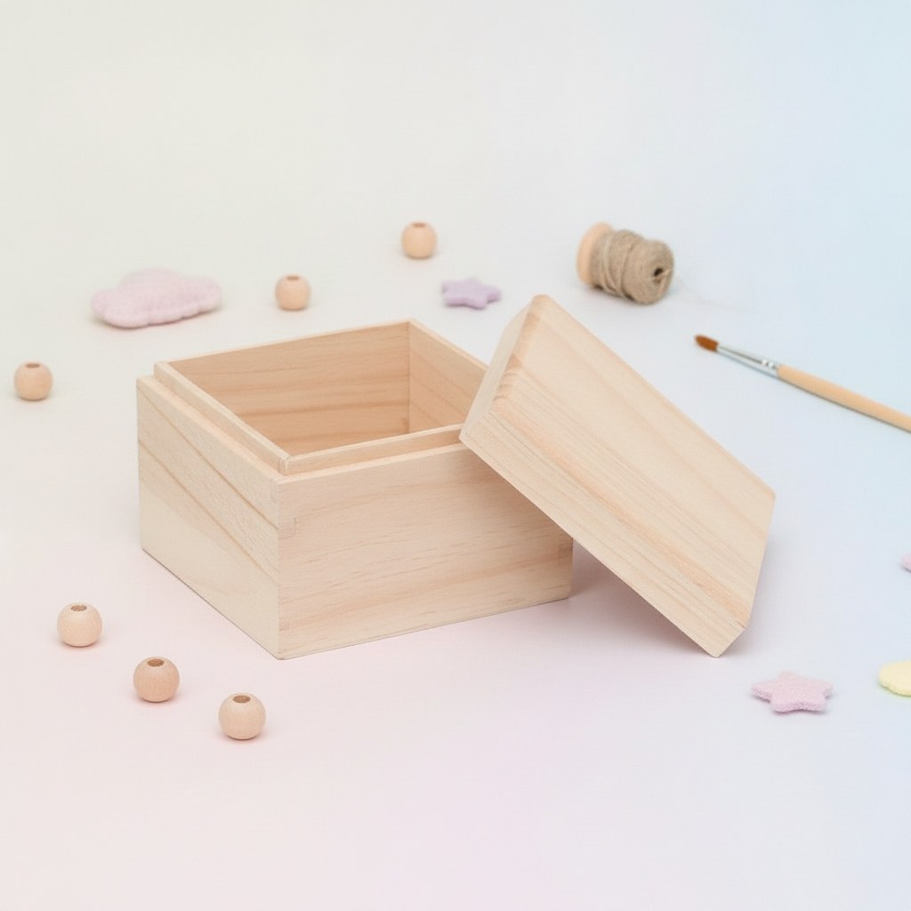 Holzbox quadrt. 10,5x10,5x8cm FSC 80% - Kidis Art