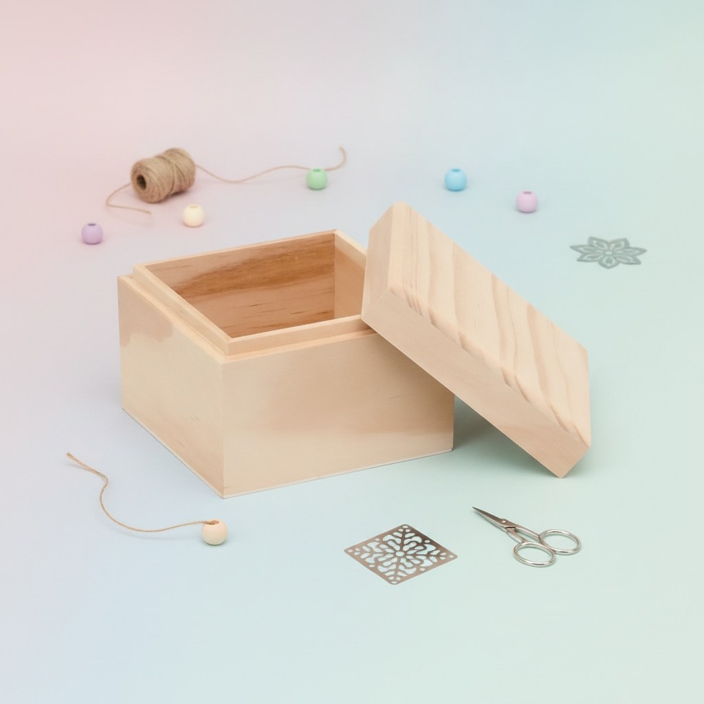 Holzbox quadrt. 9x9x7cm, FSC - Kidis Art