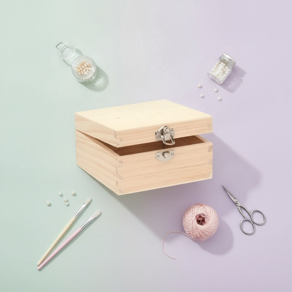 Holzbox quadrt. 13x13x7cm, FSC - Kidis Art