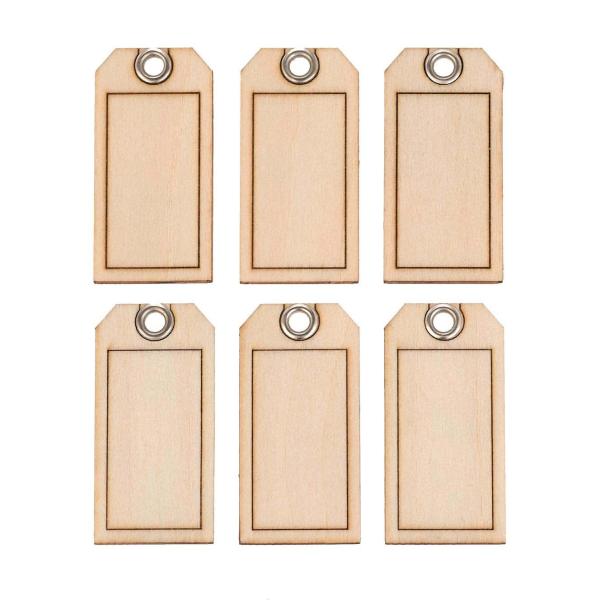 Holzetikette mit Loch 6St 2,2x4,3cm, Linde CN - Kidis Art