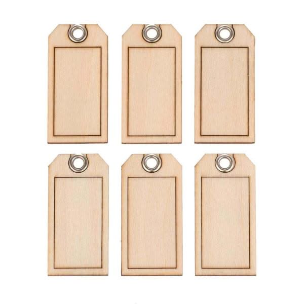 Holzetikette mit Loch 6St 2,2x4,3cm, Linde CN - Kidis Art