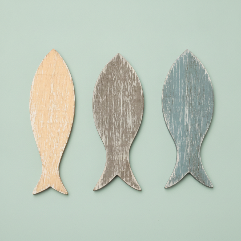 Holzfische 24St 6,8x2,3x0,5cm - Kidis Art