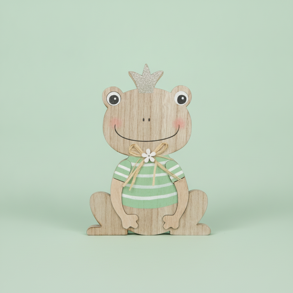 Holzfrosch, MDF, grün 12x18x2cm - Kidis Art