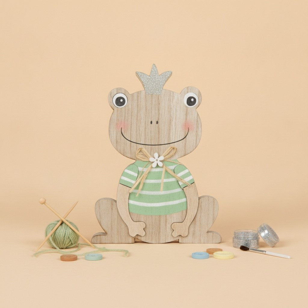 Holzfrosch, MDF, grün 12x18x2cm - Kidis Art