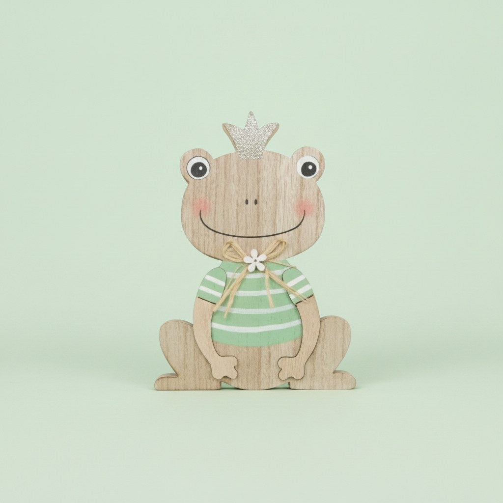 Holzfrosch, MDF, grün 9,5x14x2cm - Kidis Art