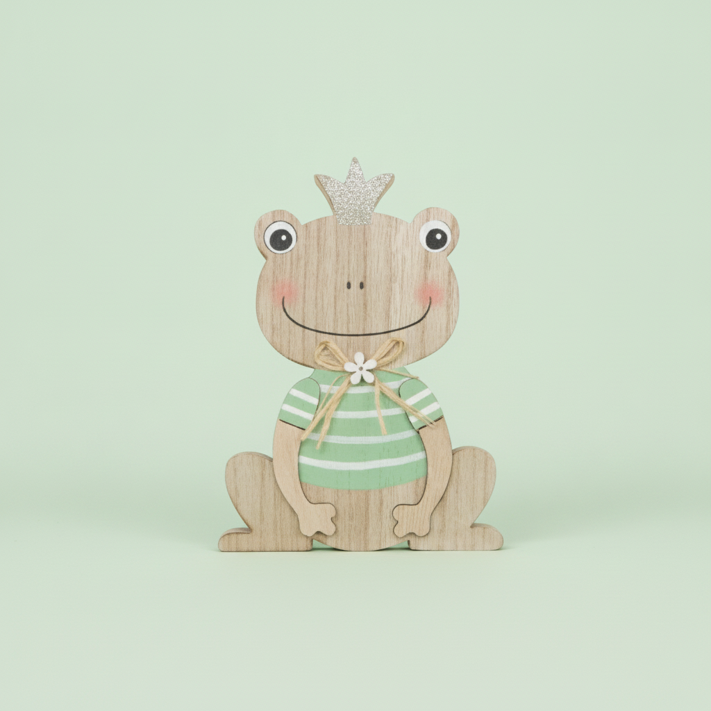 Holzfrosch, MDF, grün 9,5x14x2cm - Kidis Art