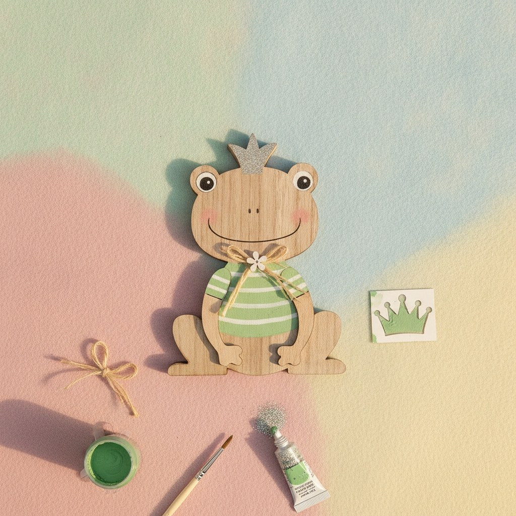 Holzfrosch, MDF, grün 9,5x14x2cm - Kidis Art