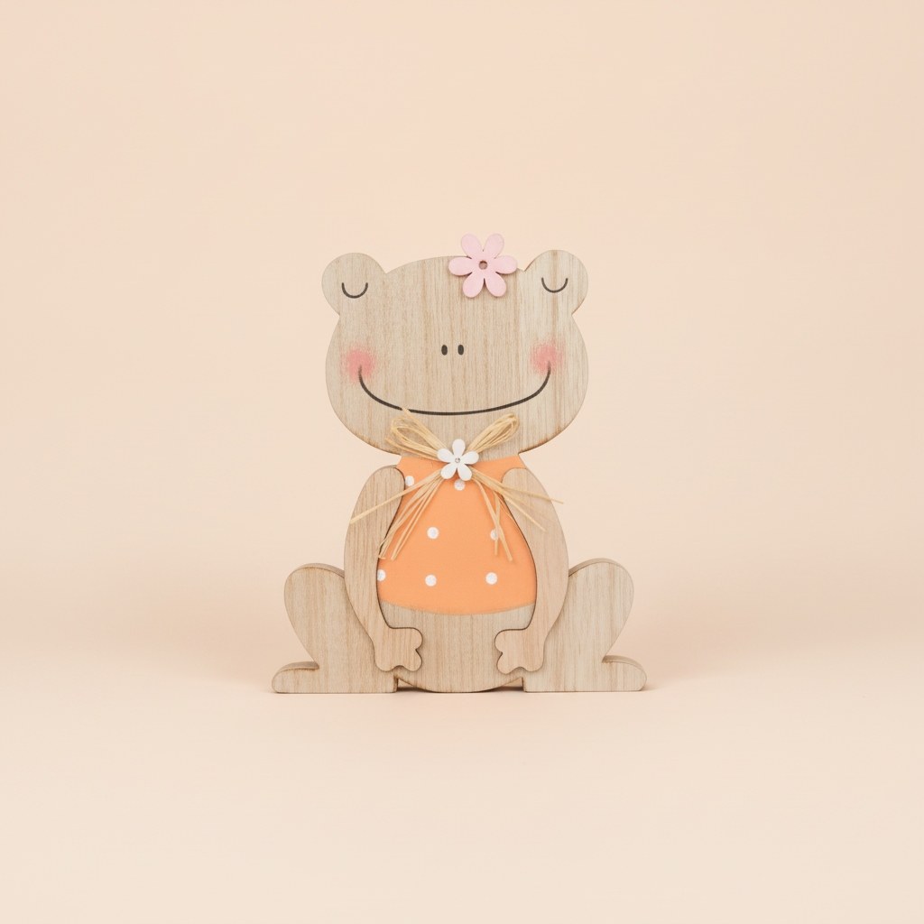 Holzfrosch, MDF, orange 10x12x2cm - Kidis Art