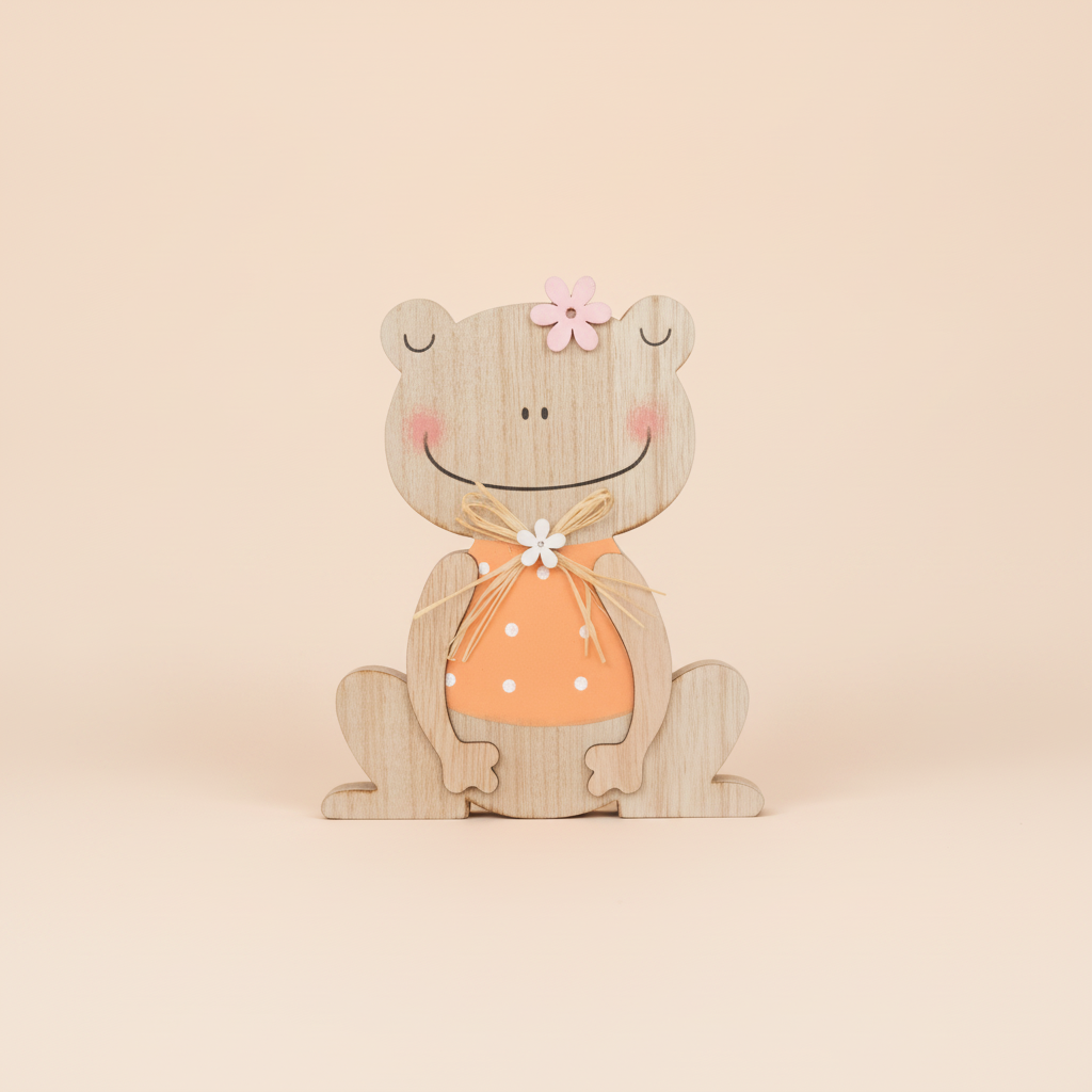 Holzfrosch, MDF, orange 10x12x2cm - Kidis Art