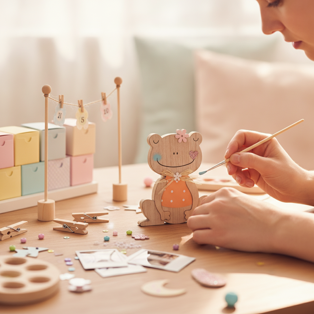 Holzfrosch, MDF, orange 10x12x2cm - Kidis Art