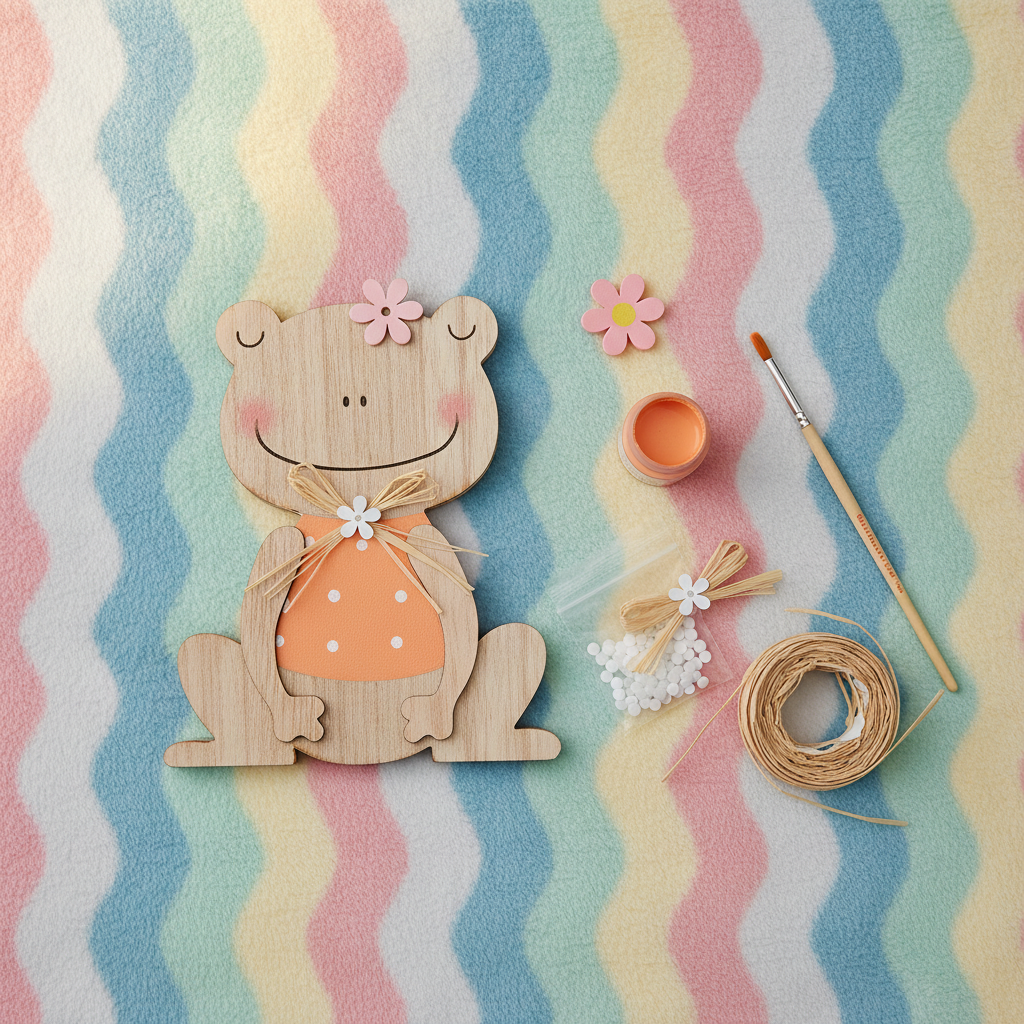 Holzfrosch, MDF, orange 10x12x2cm - Kidis Art