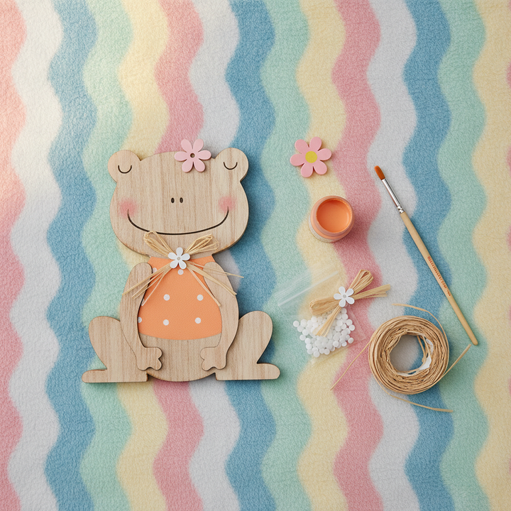 Holzfrosch, MDF, orange 10x12x2cm - Kidis Art