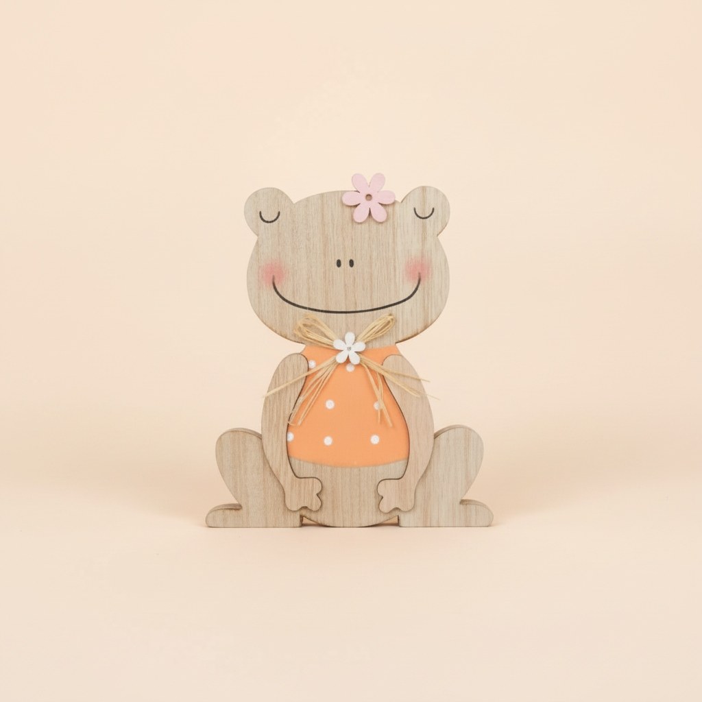 Holzfrosch, MDF, orange 13x15,5x2cm - Kidis Art