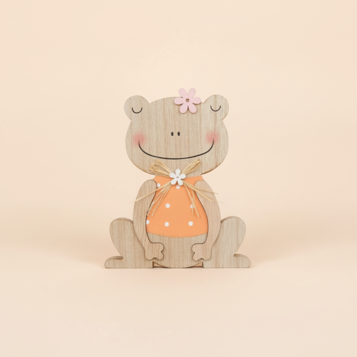 Holzfrosch, MDF, orange 13x15,5x2cm - Kidis Art