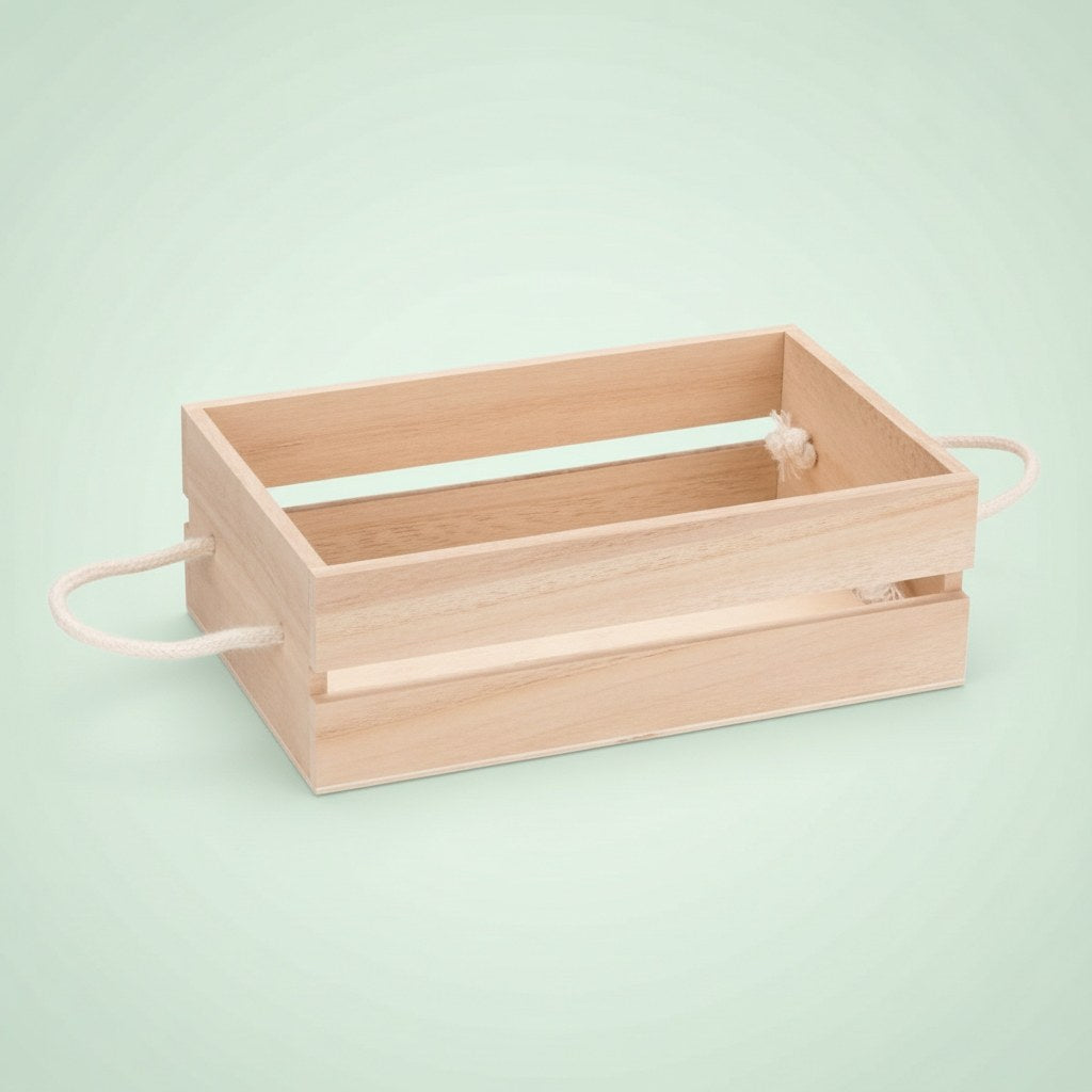 Holzkiste mit Kordelhandgriff 21x13x7cm, FSC - Kidis Art