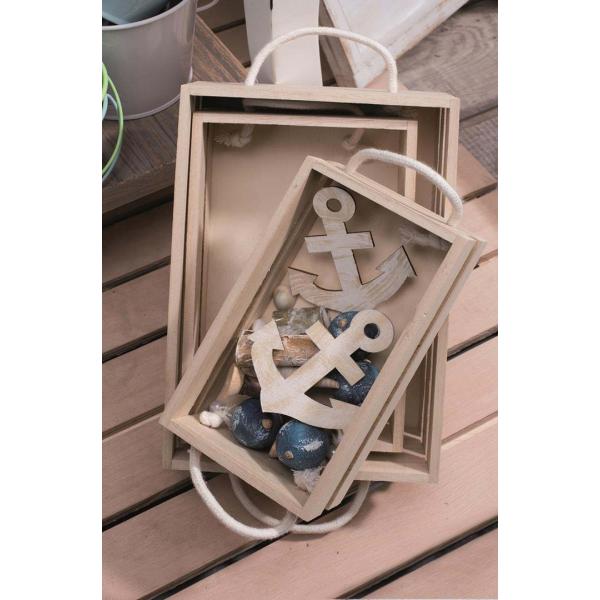 Holzkiste mit Kordelhandgriff 24x16x8,5cm, FSC - Kidis Art