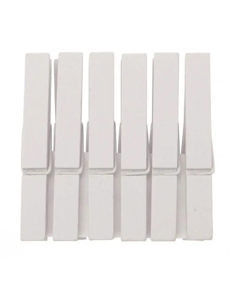 Holzklammern weiss 6Stk. 7,4x1,0cm, Birke - Kidis Art