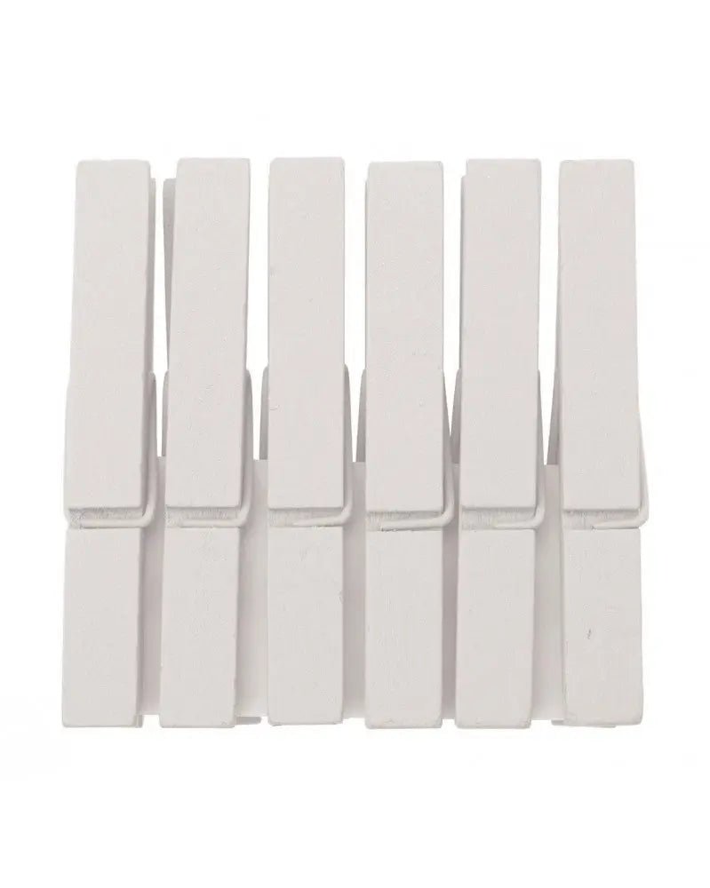 Holzklammern weiss 6Stk. 7,4x1,0cm, Birke - Kidis Art