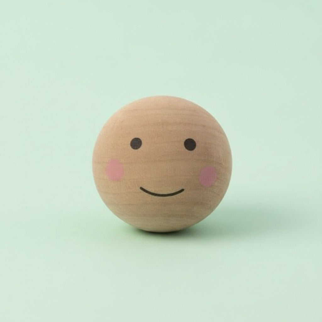Holzkugel,gebohrt, natur, 4St Gesicht bemalt 3,5cm, FSC - Kidis Art