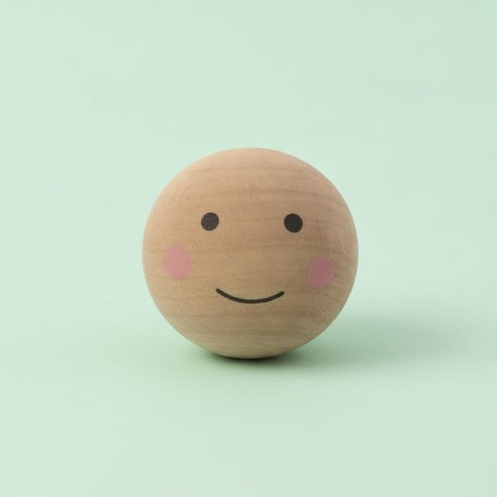 Holzkugel,gebohrt, natur, 4St Gesicht bemalt 3,5cm, FSC - Kidis Art