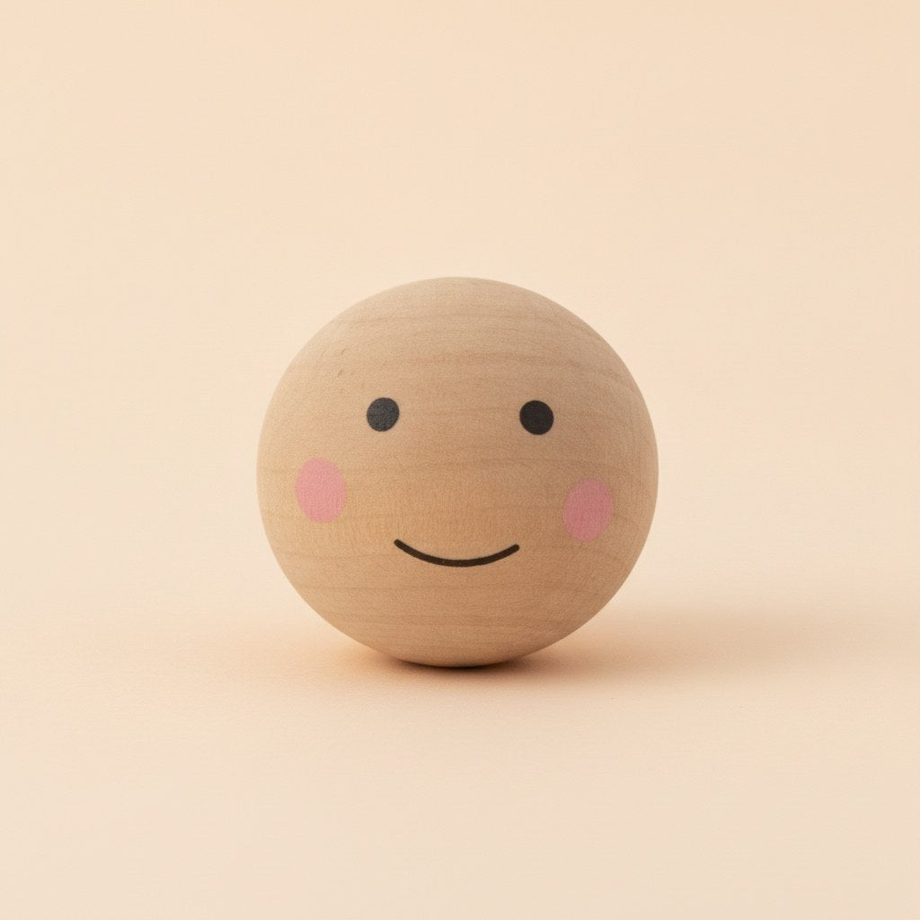Holzkugel,gebohrt, weiss, 8St Gesicht bemalt 2,5cm FSC - Kidis Art