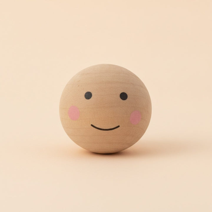 Holzkugel,gebohrt, weiss, 8St Gesicht bemalt 2,5cm FSC - Kidis Art