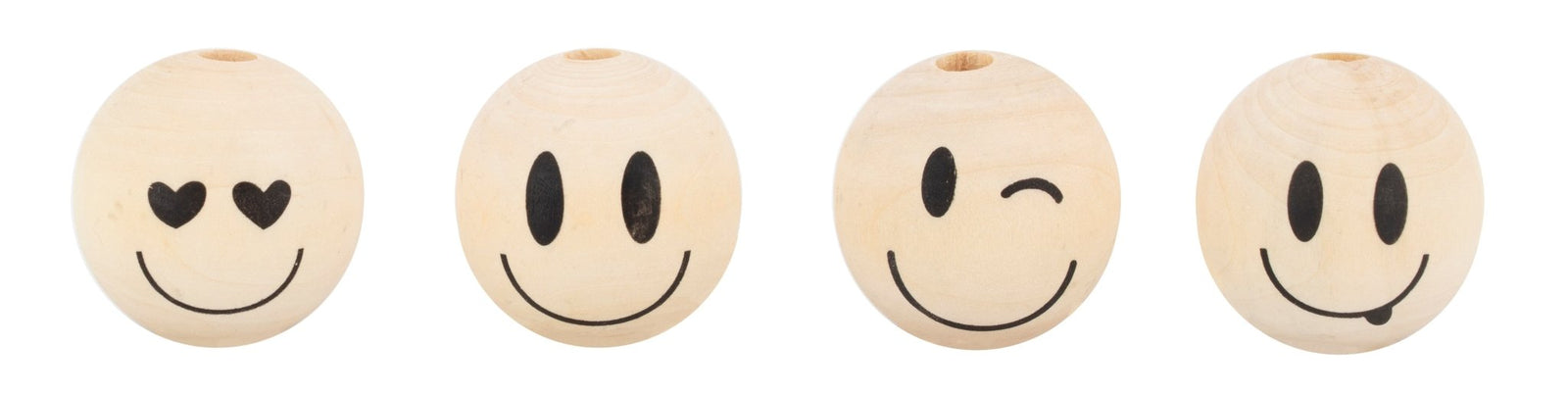 Holzkugel mit Gesicht lustig 4St, 3,5cm, 4 versch. Dessin - Kidis Art