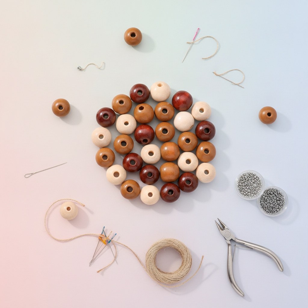 Holzperle 10mm 47St braun-mix - Kidis Art
