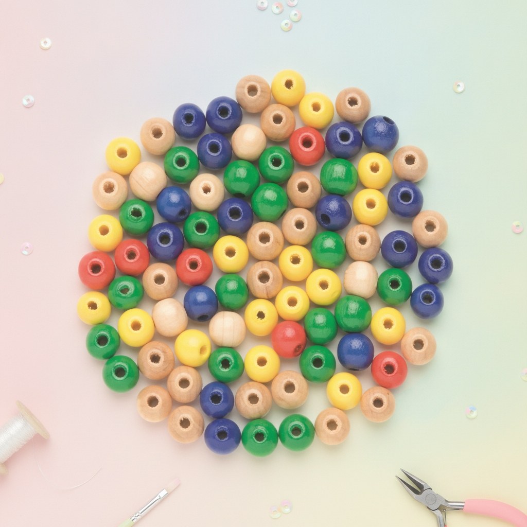 Holzperle 10mm 47St bunt-mix - Kidis Art