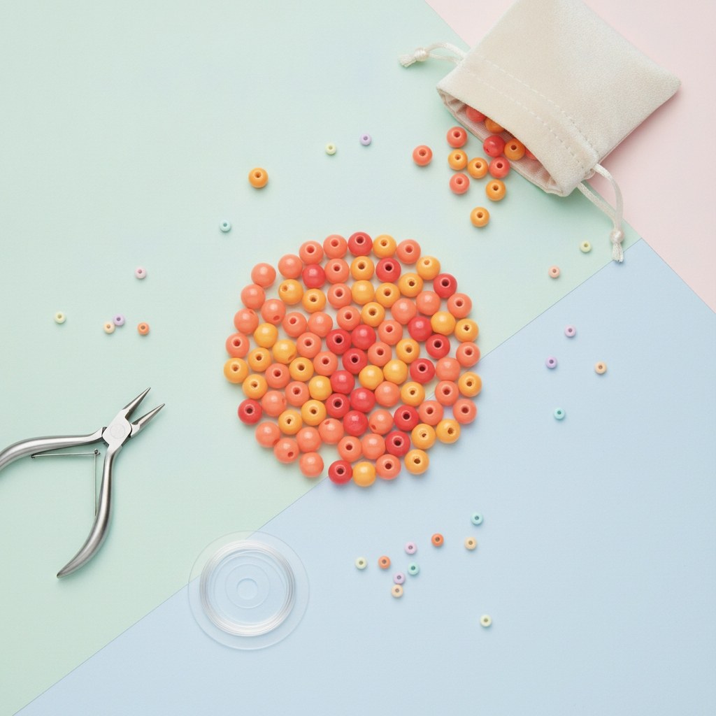 Holzperle 10mm 47St orange-mix - Kidis Art
