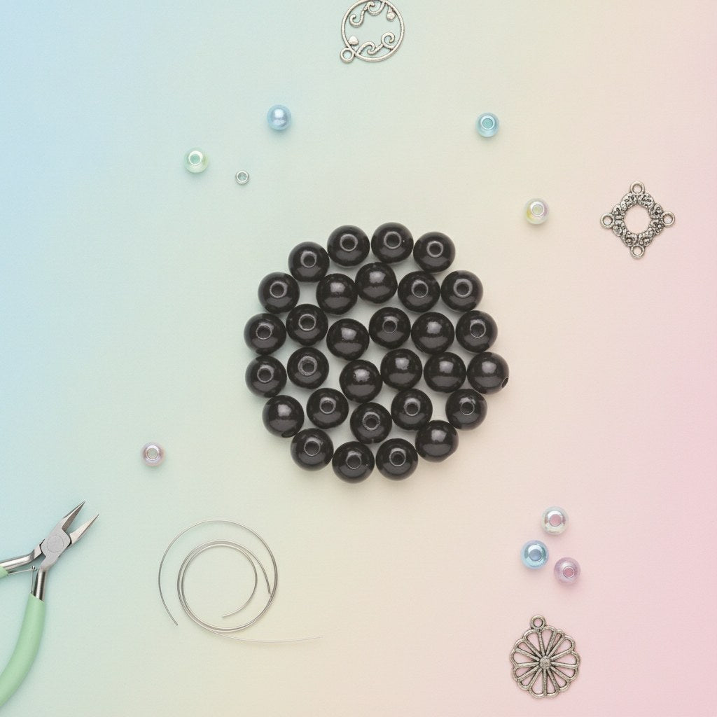 Holzperle 12mm 28St schwarz - Kidis Art