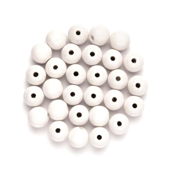 Holzperle 10mm 47St weiss - Kidis Art